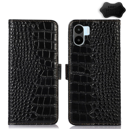 For Xiaomi Redmi A1 Crocodile Top Layer Cowhide Leather Phone Case(Black) - Xiaomi Cases by PMC Jewellery | Online Shopping South Africa | PMC Jewellery