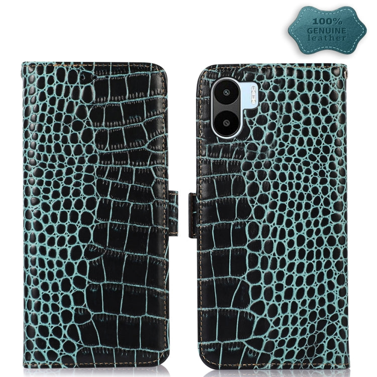 For Xiaomi Redmi A1 Crocodile Top Layer Cowhide Leather Phone Case(Green) - Xiaomi Cases by PMC Jewellery | Online Shopping South Africa | PMC Jewellery