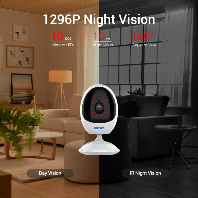 ESCAM QF006 3MP 1296P HD Indoor Wireless PTZ IP Camera IR Night Vision AI Humanoid Detection Home Security CCTV Monitor, Plug Type:AU Plug(White) - Mini Camera by ESCAM | Online Shopping South Africa | PMC Jewellery | Buy Now Pay Later Mobicred