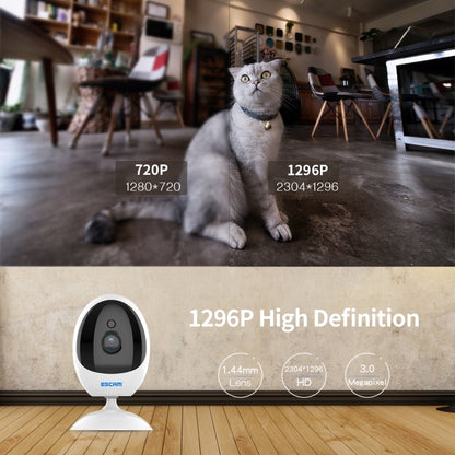 ESCAM QF006 3MP 1296P HD Indoor Wireless PTZ IP Camera IR Night Vision AI Humanoid Detection Home Security CCTV Monitor, Plug Type:US Plug(White) - Mini Camera by ESCAM | Online Shopping South Africa | PMC Jewellery | Buy Now Pay Later Mobicred