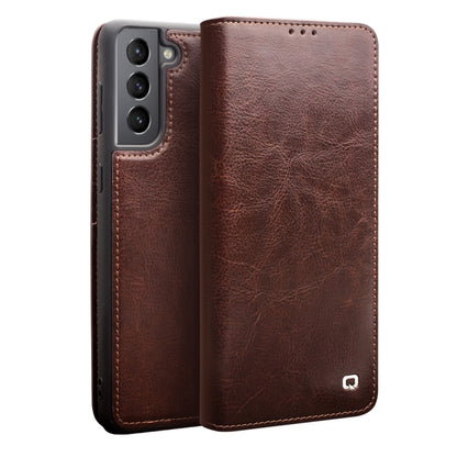 For Samsung Galaxy S21 5G QIALINO Genuine Leather Phone Case(Brown) - Galaxy S21 5G Cases by QIALINO | Online Shopping South Africa | PMC Jewellery | Buy Now Pay Later Mobicred