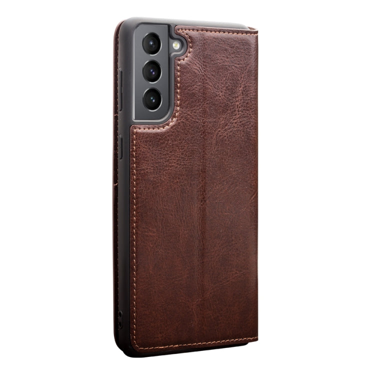 For Samsung Galaxy S21 5G QIALINO Genuine Leather Phone Case(Brown) - Galaxy S21 5G Cases by QIALINO | Online Shopping South Africa | PMC Jewellery | Buy Now Pay Later Mobicred