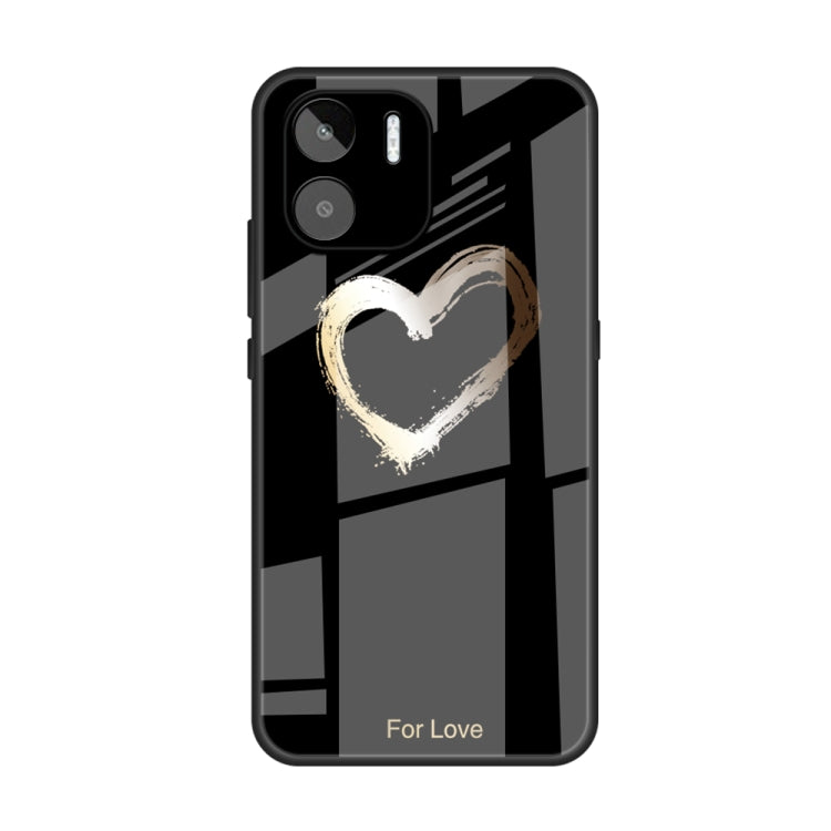 For Xiaomi Redmi A1 4G Colorful Painted Glass Phone Case(Black Love) - Xiaomi Cases by PMC Jewellery | Online Shopping South Africa | PMC Jewellery