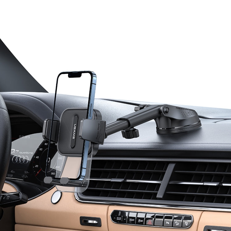USAMS US-ZJ072 Car Center Console Retractable Transparent Holder(Black) - Universal Car Holders by USAMS | Online Shopping South Africa | PMC TechLife | Buy Now Pay Later Mobicred