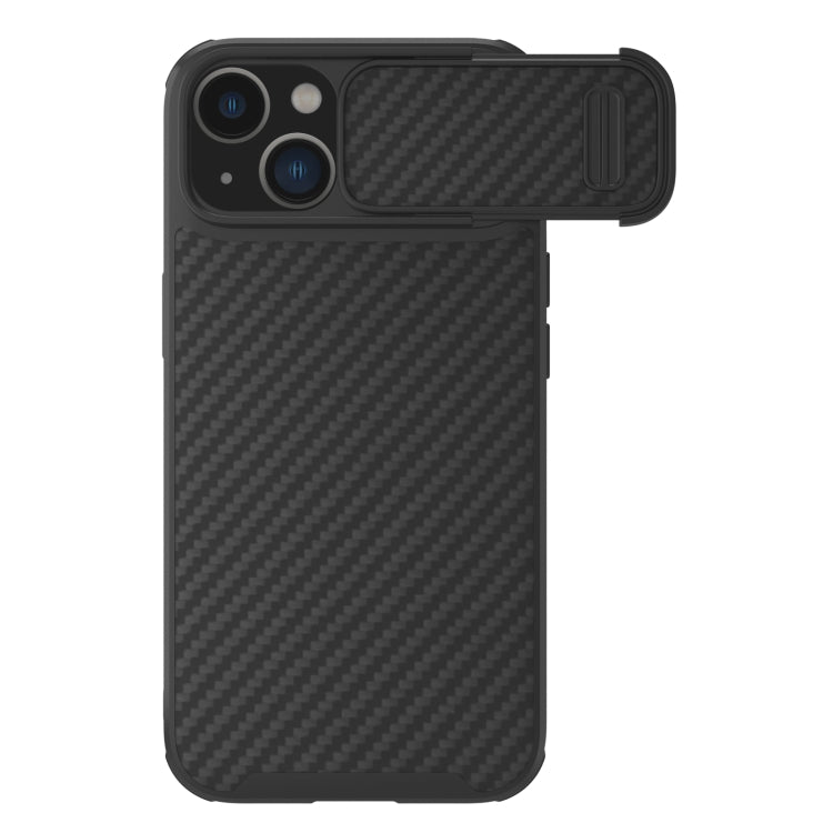 For iPhone 14 Plus NILLKIN Synthetic Fiber Camshield Magnetic Phone Case(Black) - iPhone 14 Plus Cases by NILLKIN | Online Shopping South Africa | PMC Jewellery | Buy Now Pay Later Mobicred