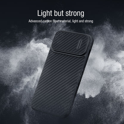 For iPhone 14 Plus NILLKIN Synthetic Fiber Camshield Magnetic Phone Case(Black) - iPhone 14 Plus Cases by NILLKIN | Online Shopping South Africa | PMC Jewellery | Buy Now Pay Later Mobicred