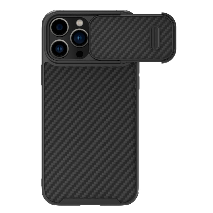 For iPhone 14 Pro Max NILLKIN Synthetic Fiber Camshield Magnetic Phone Case(Black) - iPhone 14 Pro Max Cases by NILLKIN | Online Shopping South Africa | PMC Jewellery