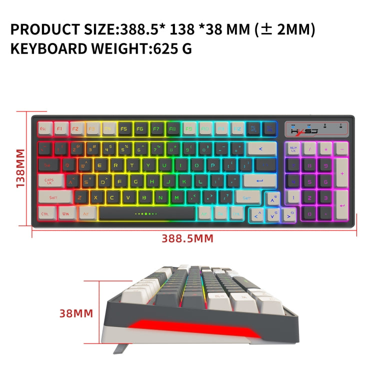 HXSJ L900 RGB Backlit Two-color Injection Keycaps 2.4G Wireless Keyboard - Wireless Keyboard by HXSJ | Online Shopping South Africa | PMC Jewellery | Buy Now Pay Later Mobicred