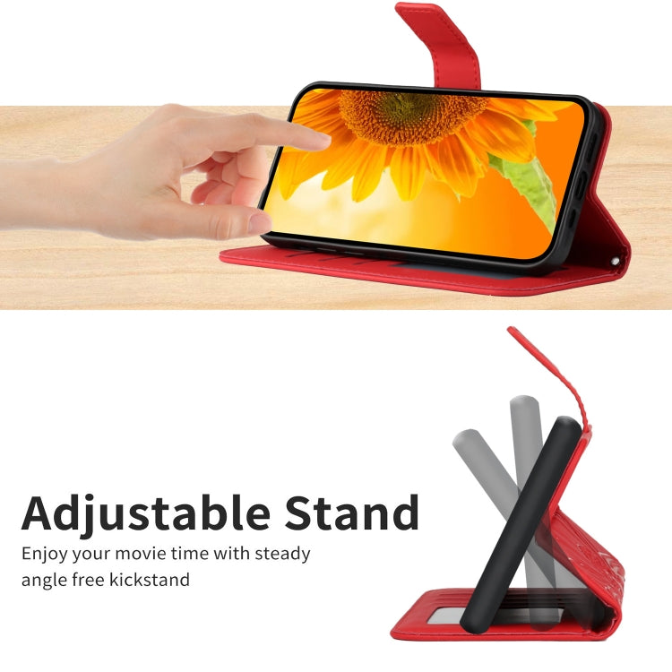 For Samsung Galaxy S8+ Skin Feel Sun Flower Pattern Flip Leather Phone Case with Lanyard(Red) - free shipping - PMC TechLife - Order now!