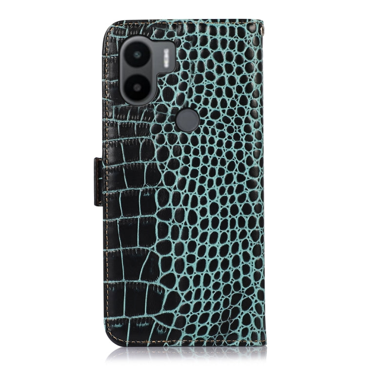 For Xiaomi Redmi A1+ Crocodile Top Layer Cowhide Leather Phone Case(Green) - Xiaomi Cases by PMC Jewellery | Online Shopping South Africa | PMC Jewellery