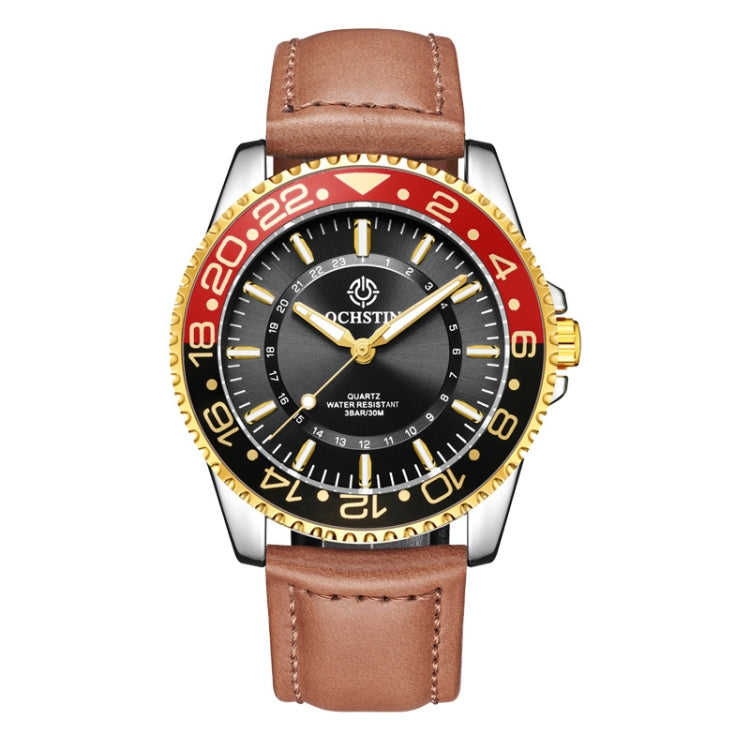 Ochstin 5019G Fashion Business Waterproof Leather Strap Quartz Watch(Black+Red+Brown) - Leather Strap Watches by OCHSTIN | Online Shopping South Africa | PMC Jewellery | Buy Now Pay Later Mobicred