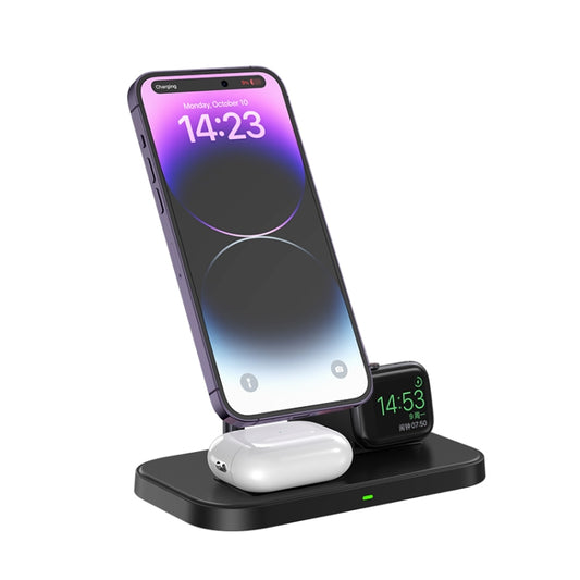 WA22 3 in 1 Magnetic Wireless Charger Phone Holder for iPhone 12 / 13 / 14 Series Phones & AirPods(Black) - Wireless Charger by PMC Jewellery | Online Shopping South Africa | PMC Jewellery