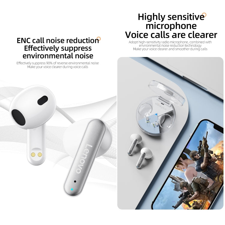 Lenovo LP10 TWS Wireless Bluetooth 5.2 Noise Reduction Earphone with Mic(White) - TWS Earphone by Lenovo | Online Shopping South Africa | PMC Jewellery | Buy Now Pay Later Mobicred