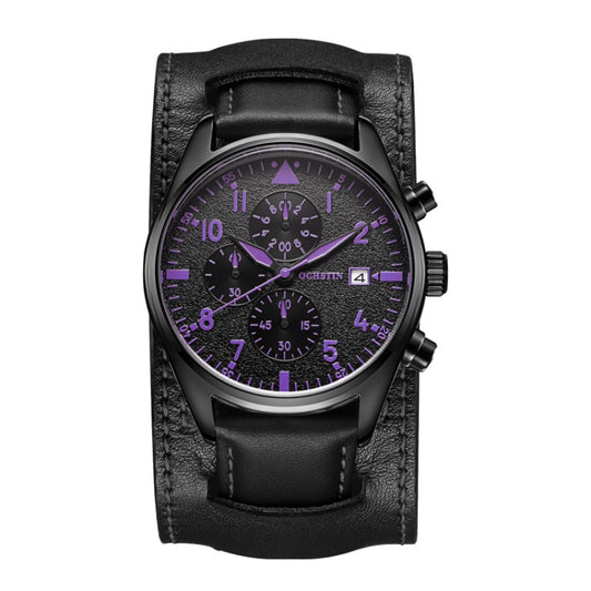 Ochstin 7227 Multifunctional Business Leather Wrist Wrist Waterproof Quartz Watch(Purple+Black) - Leather Strap Watches by OCHSTIN | Online Shopping South Africa | PMC Jewellery | Buy Now Pay Later Mobicred