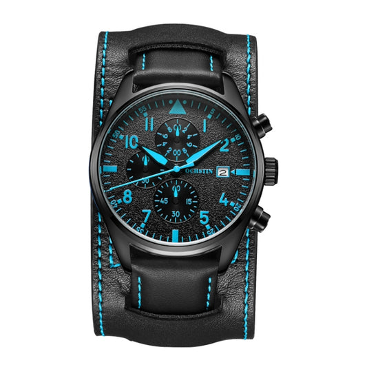 Ochstin 7227 Multifunctional Business Leather Wrist Wrist Waterproof Quartz Watch(Blue+Black) - Leather Strap Watches by OCHSTIN | Online Shopping South Africa | PMC Jewellery | Buy Now Pay Later Mobicred