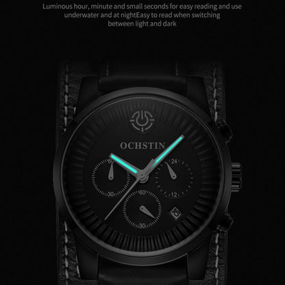 Ochstin 7232 Multifunctional Business Leather Wrist Wrist Waterproof Quartz Watch(Silver+Dark Brown) - Leather Strap Watches by OCHSTIN | Online Shopping South Africa | PMC Jewellery | Buy Now Pay Later Mobicred