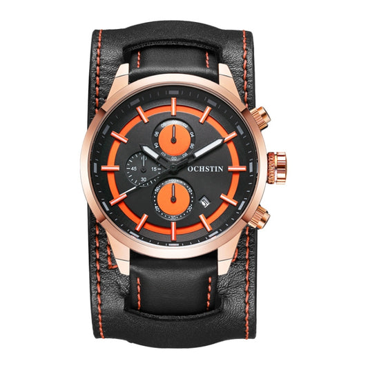 Ochstin 7235 Multifunctional Business Leather Wrist Wrist Waterproof Quartz Watch(Rose Gold+Black) - Leather Strap Watches by OCHSTIN | Online Shopping South Africa | PMC Jewellery | Buy Now Pay Later Mobicred