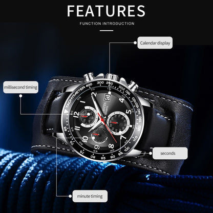 Ochstin 7233 Multifunctional Business Leather Wrist Wrist Waterproof Quartz Watch(Black+Red) - Leather Strap Watches by OCHSTIN | Online Shopping South Africa | PMC Jewellery | Buy Now Pay Later Mobicred