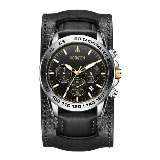 Ochstin 7234 Multifunctional Business Leather Wrist Wrist Waterproof Quartz Watch(Gold+Black) - Leather Strap Watches by OCHSTIN | Online Shopping South Africa | PMC Jewellery | Buy Now Pay Later Mobicred