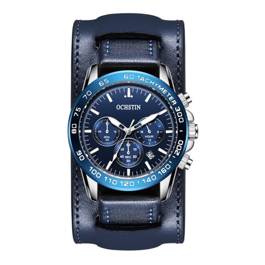 Ochstin 7234 Multifunctional Business Leather Wrist Wrist Waterproof Quartz Watch(Blue+Blue) - Leather Strap Watches by OCHSTIN | Online Shopping South Africa | PMC Jewellery | Buy Now Pay Later Mobicred