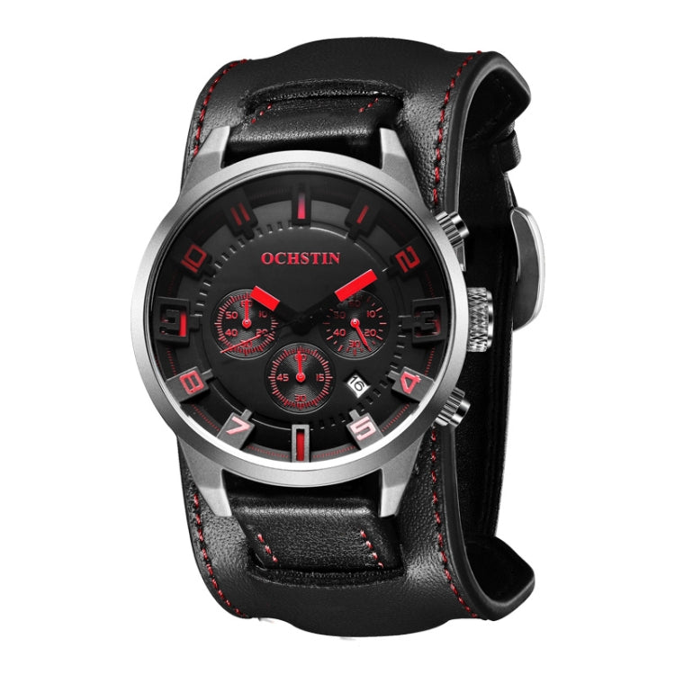 Ochstin 7236 Multifunctional Business Leather Wrist Wrist Waterproof Quartz Watch(Red+Black) - Leather Strap Watches by OCHSTIN | Online Shopping South Africa | PMC Jewellery | Buy Now Pay Later Mobicred