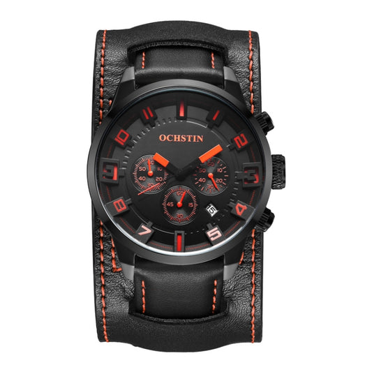 Ochstin 7236 Multifunctional Business Leather Wrist Wrist Waterproof Quartz Watch(Orange+Black) - Leather Strap Watches by OCHSTIN | Online Shopping South Africa | PMC Jewellery | Buy Now Pay Later Mobicred