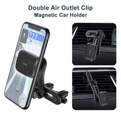 IMAK C5-F2 Dual Chip Air Outlet Magnetic Car Holder(Black) - Car Holders by imak | Online Shopping South Africa | PMC Jewellery