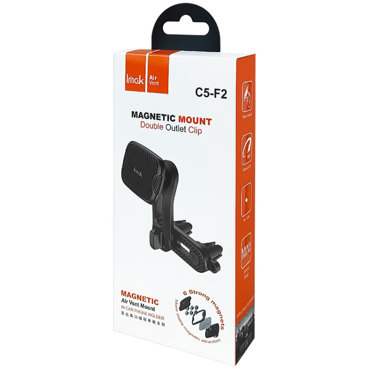 IMAK C5-F2 Dual Chip Air Outlet Magnetic Car Holder(Black) - Car Holders by imak | Online Shopping South Africa | PMC Jewellery