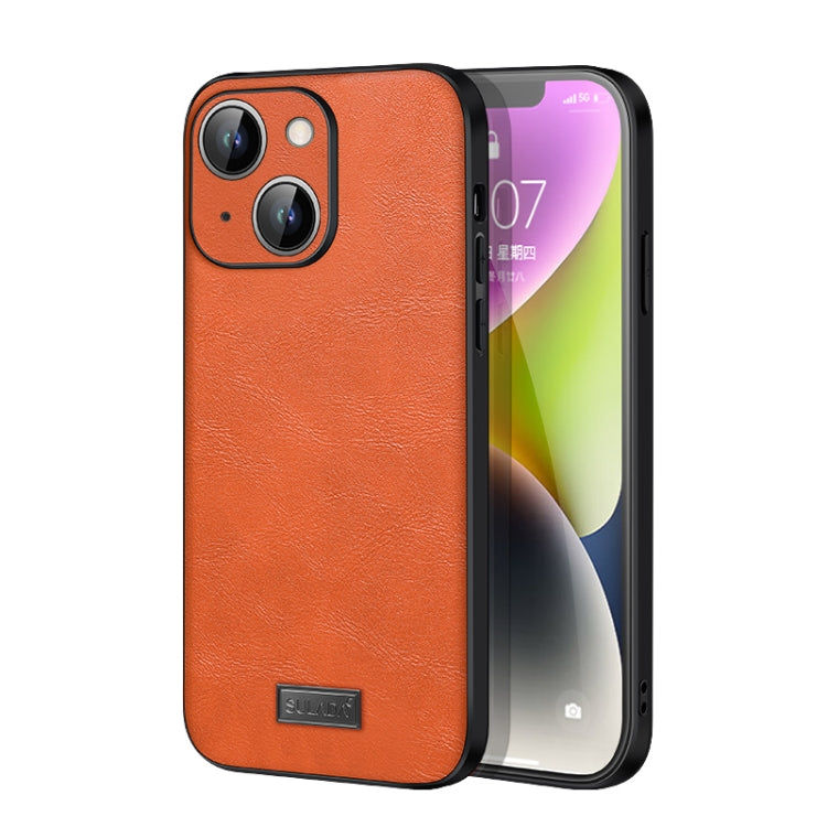 For iPhone 14 Plus SULADA Shockproof TPU + Handmade Leather Phone Case(Orange) - iPhone 14 Plus Cases by SULADA | Online Shopping South Africa | PMC TechLife