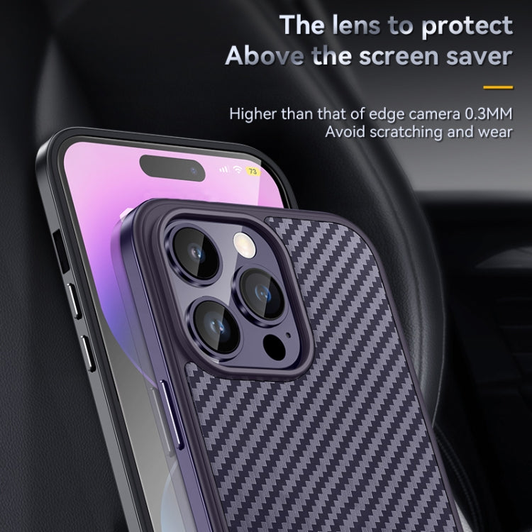 For iPhone 14 Plus SULADA Carbon Fiber Textured Shockproof Metal + TPU Frame Case(Black) - iPhone 14 Plus Cases by SULADA | Online Shopping South Africa | PMC Jewellery