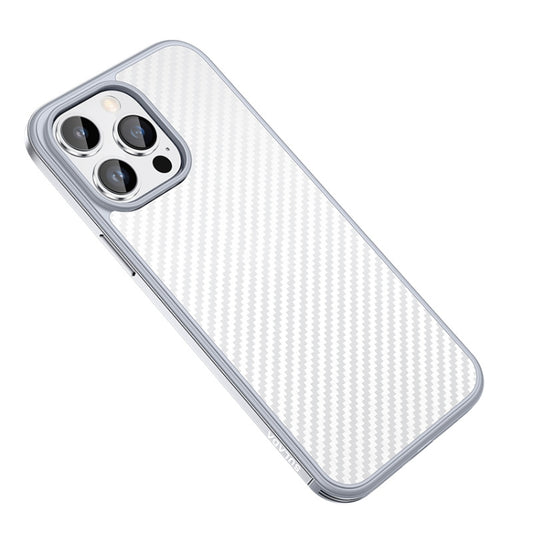 For iPhone 14 Pro SULADA Carbon Fiber Textured Shockproof Metal + TPU Frame Case(Silver) - iPhone 14 Pro Cases by SULADA | Online Shopping South Africa | PMC Jewellery