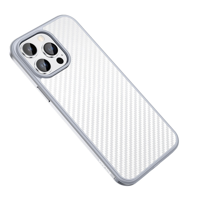 For iPhone 14 Pro Max SULADA Carbon Fiber Textured Shockproof Metal + TPU Frame Case(Silver) - iPhone 14 Pro Max Cases by SULADA | Online Shopping South Africa | PMC Jewellery