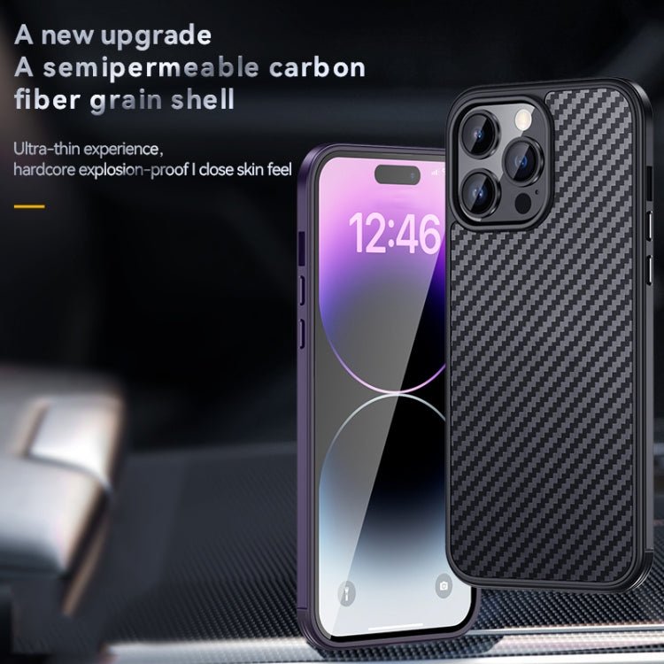 For iPhone 14 Pro Max SULADA Carbon Fiber Textured Shockproof Metal + TPU Frame Case(Black) - iPhone 14 Pro Max Cases by SULADA | Online Shopping South Africa | PMC Jewellery | Buy Now Pay Later Mobicred