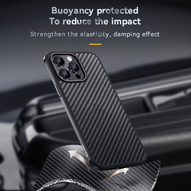 For iPhone 14 Pro Max SULADA Carbon Fiber Textured Shockproof Metal + TPU Frame Case(Black) - iPhone 14 Pro Max Cases by SULADA | Online Shopping South Africa | PMC TechLife | Buy Now Pay Later Mobicred