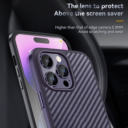 For iPhone 14 Pro Max SULADA Carbon Fiber Textured Shockproof Metal + TPU Frame Case(Dark Blue) - iPhone 14 Pro Max Cases by SULADA | Online Shopping South Africa | PMC Jewellery