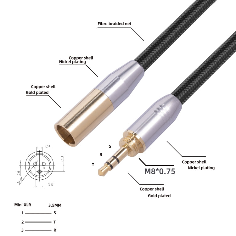 SB423M120-03 3.5mm Male to Mini XLR 3pin Male Audio Cable, Length: 30cm - Microphone Audio Cable & Connector by PMC TechLife | Online Shopping South Africa | PMC TechLife