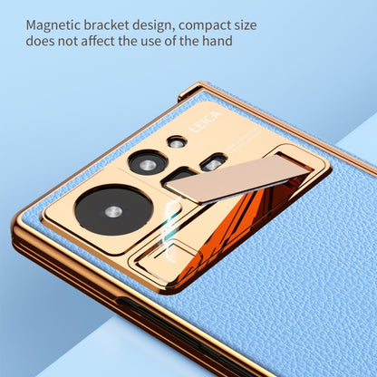 For Xiaomi Mix Fold 2 Electroplated Frame Plain Leather Phone Case(Sapphire Blue) - Xiaomi Cases by PMC Jewellery | Online Shopping South Africa | PMC Jewellery