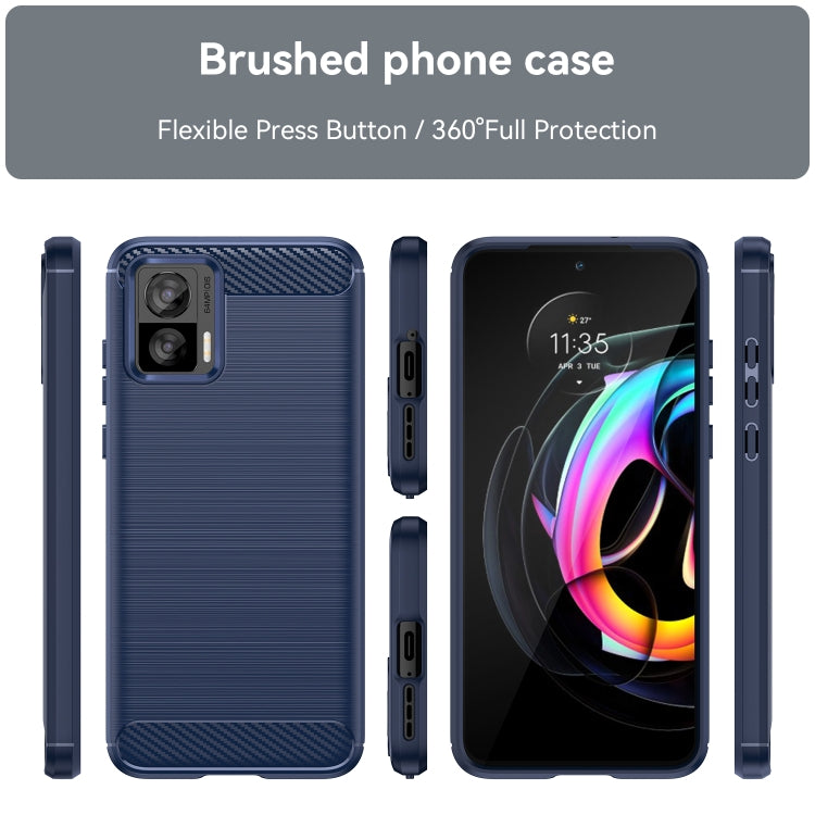 For Motorola Edge 30 Neo Brushed Texture Carbon Fiber TPU Phone Case(Blue) - Motorola Cases by PMC Jewellery | Online Shopping South Africa | PMC Jewellery