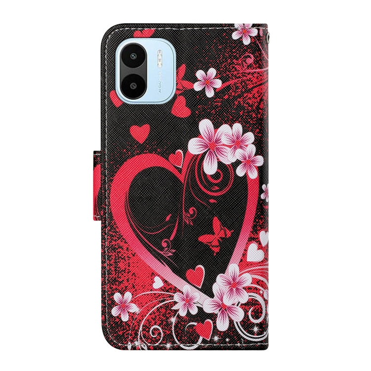 For Xiaomi Redmi A1 Colored Drawing Pattern Leather Phone Case(Red Heart) - Xiaomi Cases by PMC Jewellery | Online Shopping South Africa | PMC Jewellery