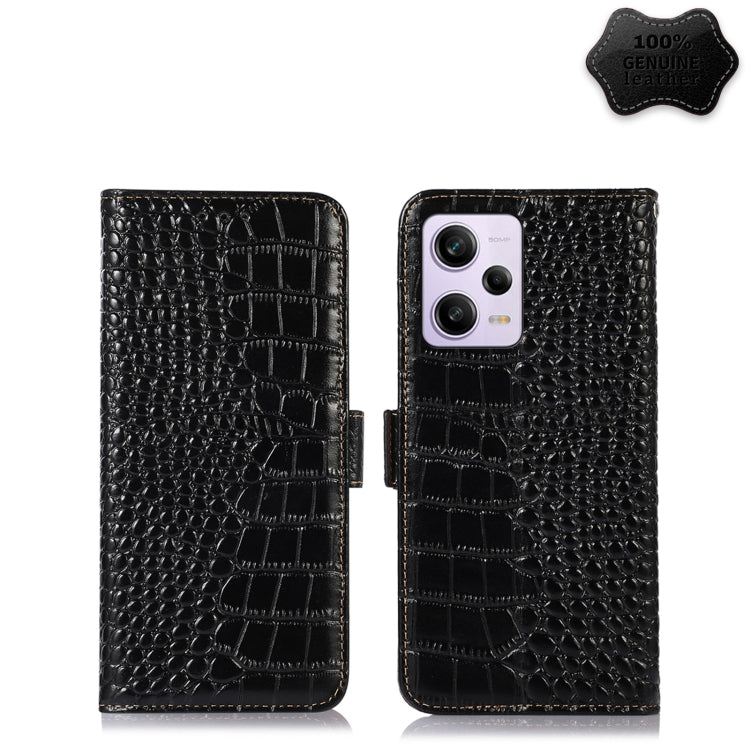 For Xiaomi Redmi Note 12 Pro 5G China Crocodile Top Layer Cowhide Leather Phone Case(Black) - Note 12 Pro Cases by PMC Jewellery | Online Shopping South Africa | PMC Jewellery