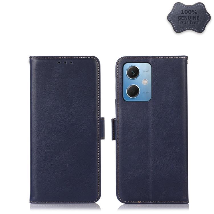 For Xiaomi Redmi Note 12 China Crazy Horse Top Layer Cowhide Leather Phone Case(Blue) - Note 12 Cases by PMC Jewellery | Online Shopping South Africa | PMC Jewellery