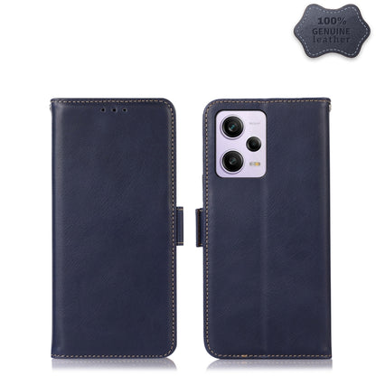 For Xiaomi Redmi Note 12 Pro 5G China Crazy Horse Top Layer Cowhide Leather Phone Case(Blue) - Note 12 Pro Cases by PMC Jewellery | Online Shopping South Africa | PMC Jewellery