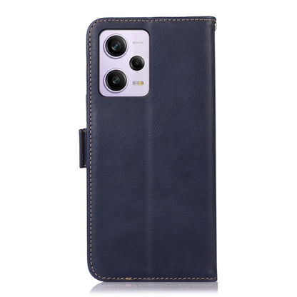 For Xiaomi Redmi Note 12 Pro 5G China Crazy Horse Top Layer Cowhide Leather Phone Case(Blue) - Note 12 Pro Cases by PMC Jewellery | Online Shopping South Africa | PMC Jewellery