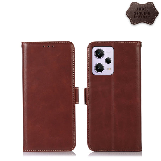 For Xiaomi Redmi Note 12 Pro 5G China Crazy Horse Top Layer Cowhide Leather Phone Case(Brown) - Note 12 Pro Cases by PMC Jewellery | Online Shopping South Africa | PMC Jewellery