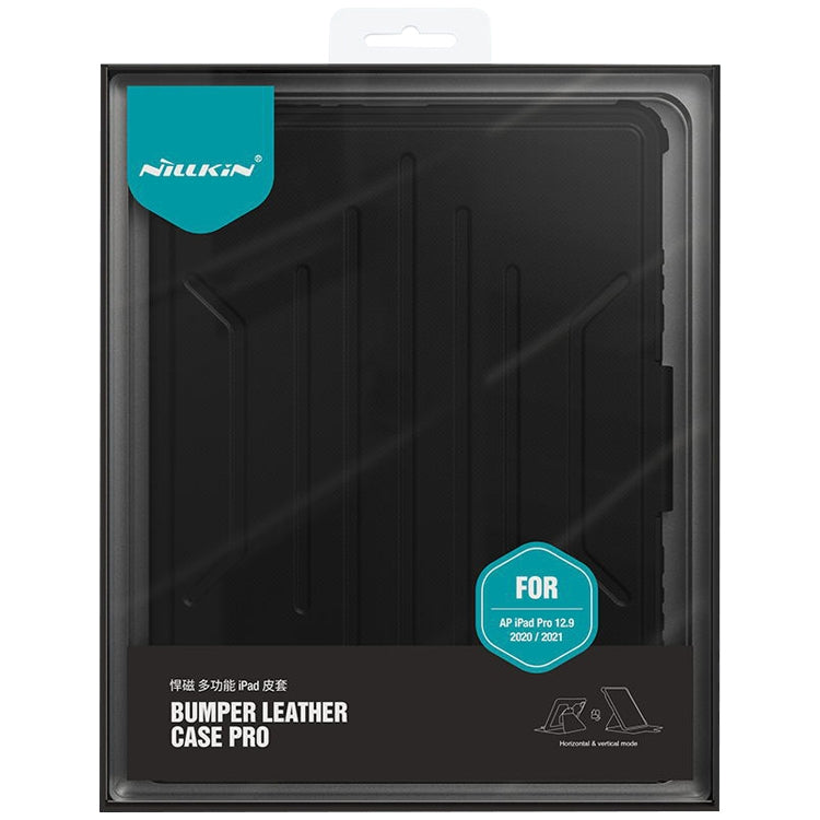 For iPad 10.2 2019 / 2020 / 2021 Nillkin Bumper Snapsafe Multifunctional Leather Tablet Case with Pen Slot(Black) - iPad 10.2 Cases by NILLKIN | Online Shopping South Africa | PMC Jewellery