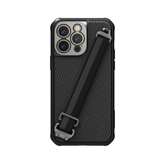 For iPhone 14 Pro Max NILLKIN MagSafe Full Coverage Phone Case with Wrist Strap(Black) - iPhone 14 Pro Max Cases by NILLKIN | Online Shopping South Africa | PMC Jewellery