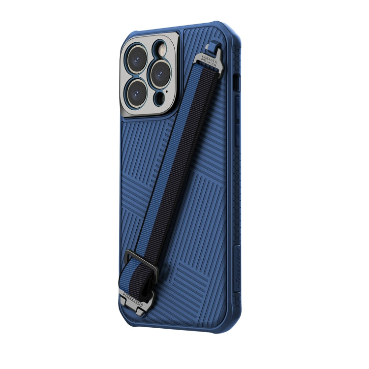 For iPhone 14 Pro Max NILLKIN Full Coverage Phone Case with Wrist Strap(Blue) - iPhone 14 Pro Max Cases by NILLKIN | Online Shopping South Africa | PMC Jewellery