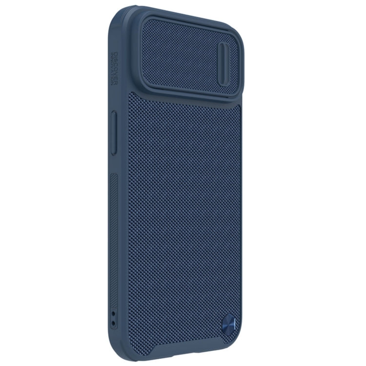 For iPhone 14 NILLKIN Texture MagSafe Camshield PC + TPU Phone Case(Blue) - iPhone 14 Cases by NILLKIN | Online Shopping South Africa | PMC Jewellery | Buy Now Pay Later Mobicred