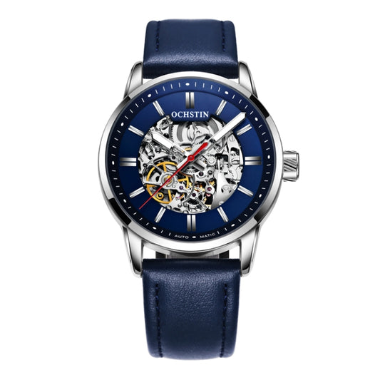 OCHSTIN 62001B Master Series Hollow Mechanical Men Watch(Blue) - Leather Strap Watches by OCHSTIN | Online Shopping South Africa | PMC Jewellery | Buy Now Pay Later Mobicred