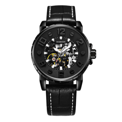 OCHSTIN 62004A Master Series Hollow Mechanical Men Watch(Black) - Leather Strap Watches by OCHSTIN | Online Shopping South Africa | PMC Jewellery | Buy Now Pay Later Mobicred